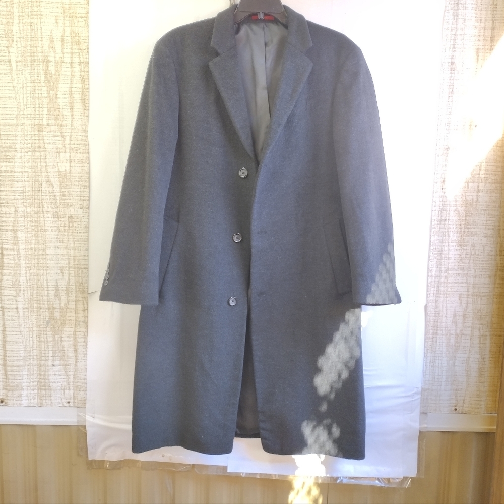 Izod Men's Wool Blend Single Breasted Jacket Long PeaCoat Black Size 44
